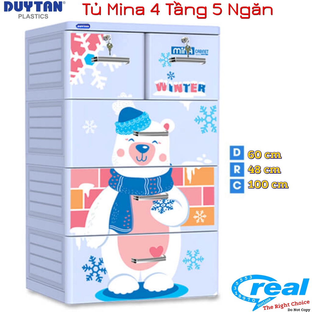 Tủ Nhựa Duy Tân MINA 4 Tầng-5 Ngăn - Màu Dương Gấu