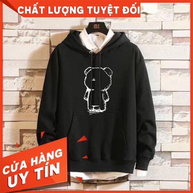 Áo hoodie unisex nam nữ gấu rỗng có bigsize đên hơn 100kg vải nỉ bông ngoại cao cấp