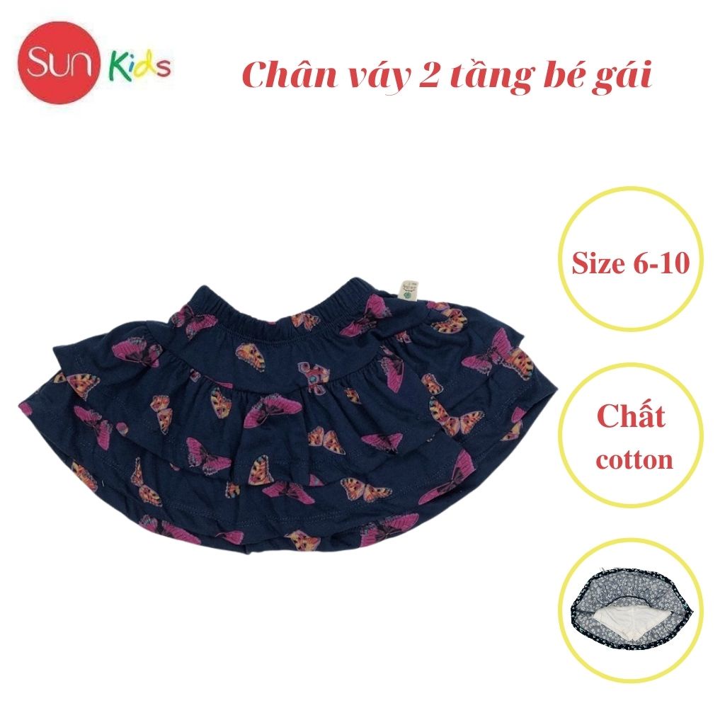 Chân váy cho bé, đầm bé gái 2 tầng, chất cotton, có quần đùi trong, size 6-10 - SUNKIDS