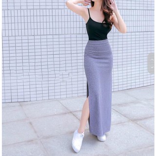 Chân Váy Ôm Dài Xẻ Một Bên Thun RIb - TF698