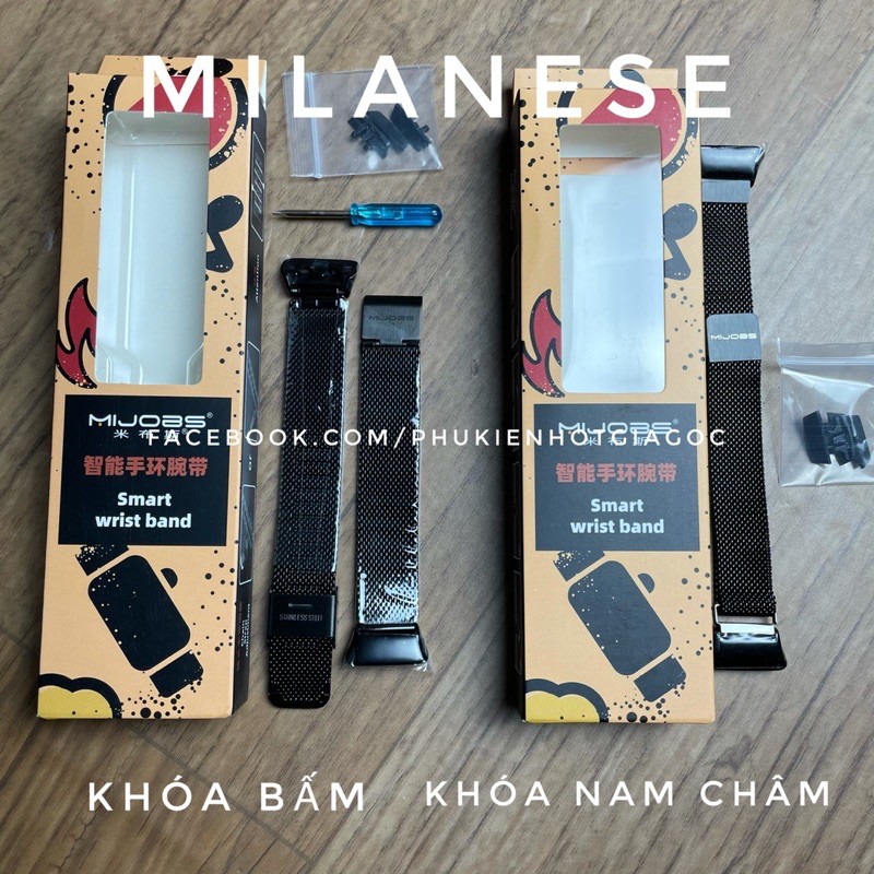 (SẵnVN) Dây đeo kim loại Milanese / Mắt to Huawei band 6 / Watch fit / Honor band 6 / 5 / 4 ( honorband 4 / 5 )
