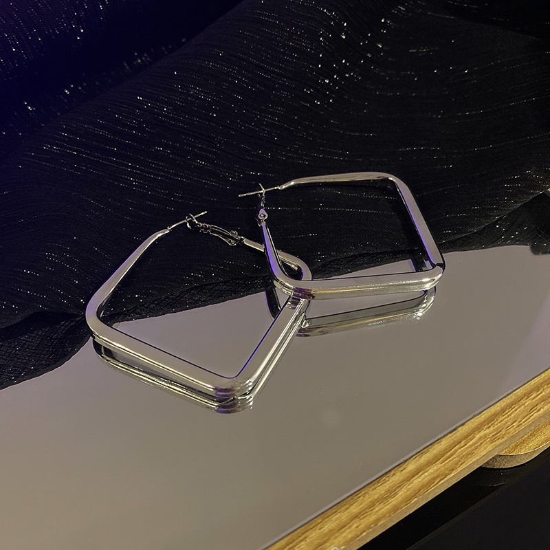 Khuyên Tai Bạc Họa Tiết Hình Học Đơn Giản Thời Trang Cho Nữ