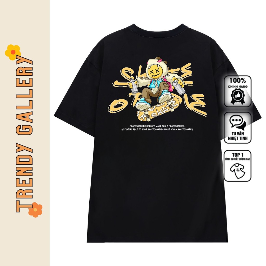 Áo Phông Nữ Tay Lỡ In Hình In Chữ "skate Or Die" Trendy Gallery, Áo Phông Form Rộng Nam Nữ Basic Tee Tv5071