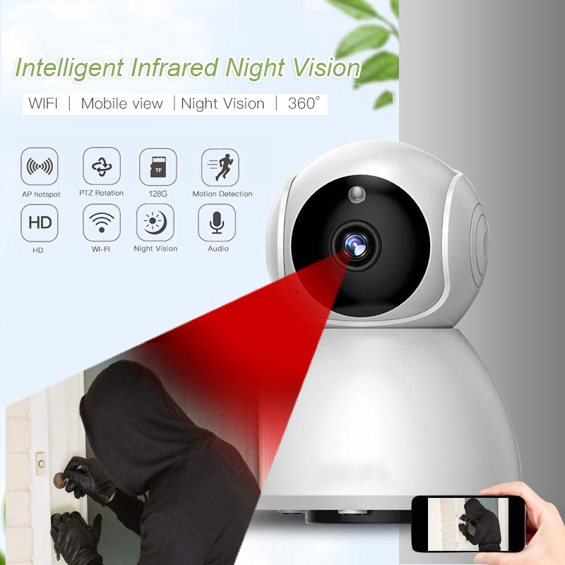 Camera Ip Wifi Không Dây Full Hd 720p Có Chế Độ Nhìn Đêm Kèm Điều Khiển Từ Xa