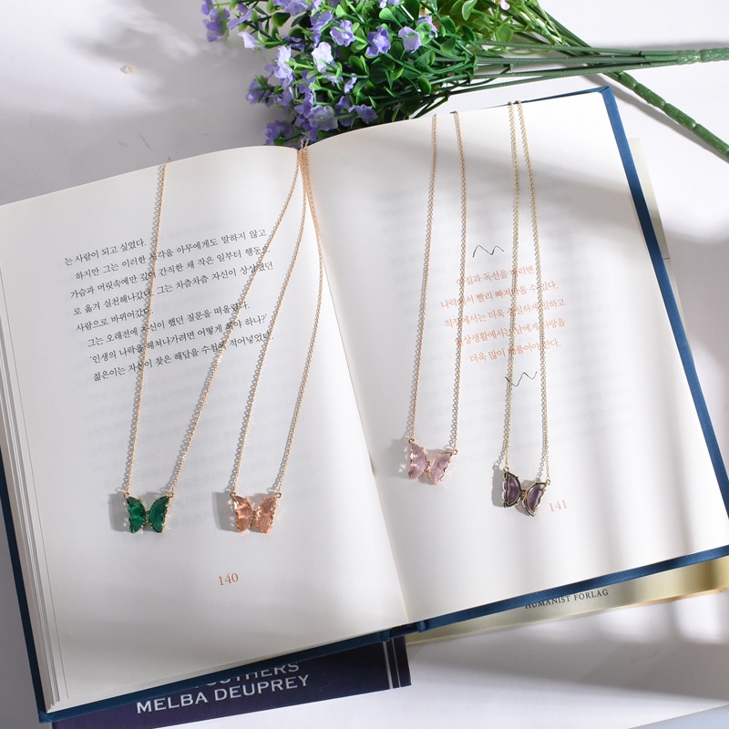 Vòng cổ mặt hình bướm đính đá pha lê siêu đẹp phong cách Hàn Quốc mới cho nữ YR