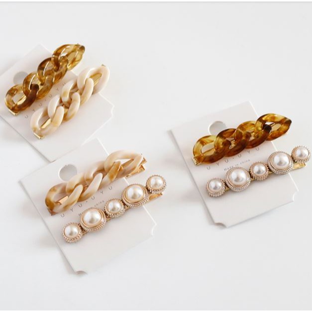 Bộ 02 Kẹp Tóc Họa tiết cẩm thạch sang trọng &amp; thanh lịch dành cho phái nữ PK228