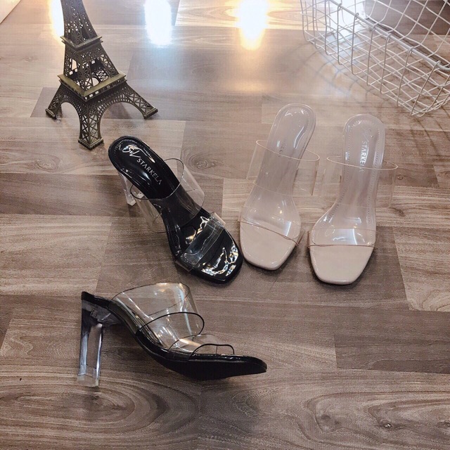 Dép gót trong 2 quai trong sang chảnh