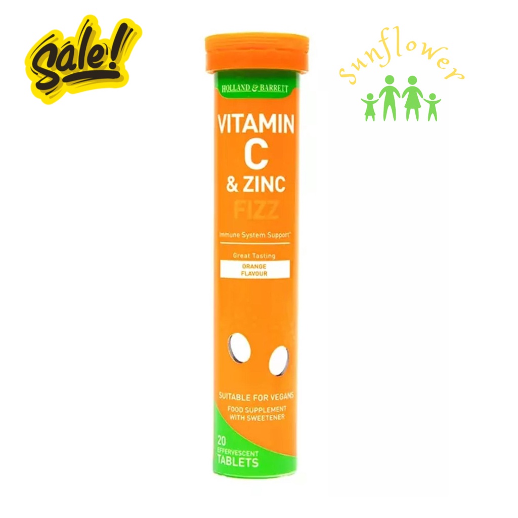 Viên sủi Holland Barrett Vitamin C & ZinC bổ sung vitamin C và kẽm vị cam 20 viên