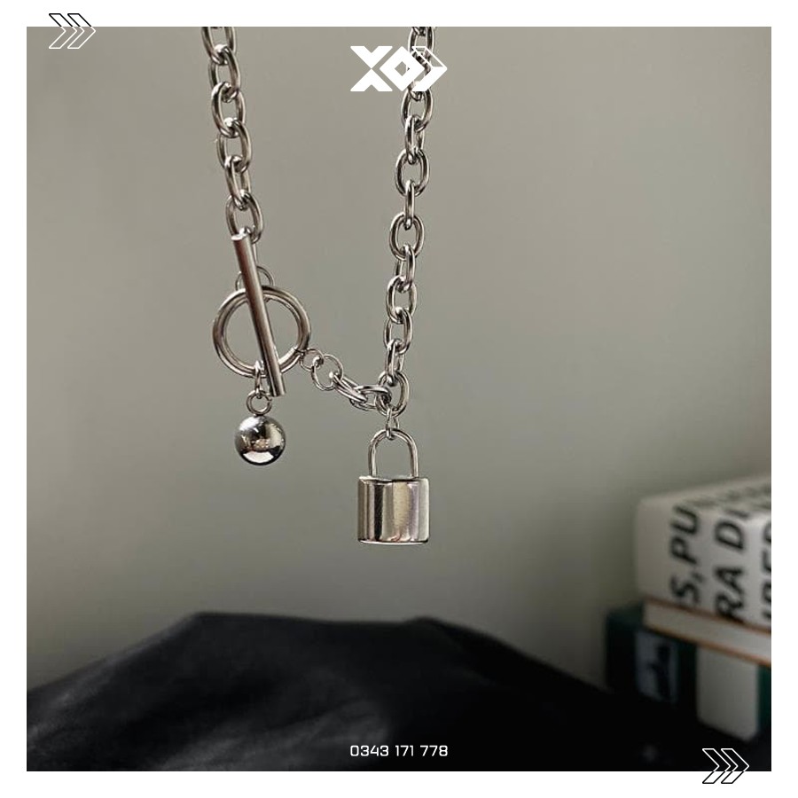 Vòng cổ OT Mặt Dây Hình Ổ Khóa Độc Đáo - Dây chuyền nam nữ Phong Cách Hip-Hop Thời Trang Cá Tính