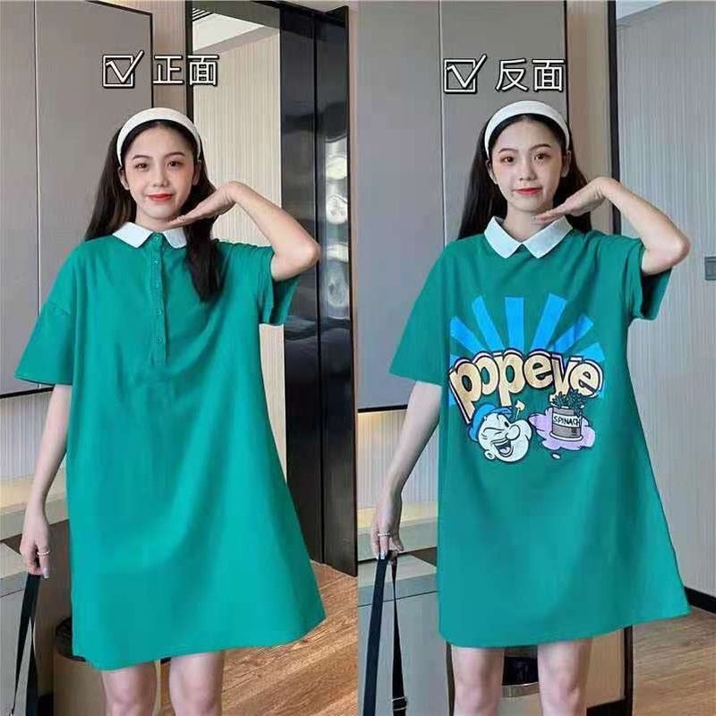 Đầm Thun Ngắn Tay Form Rộng Phong Cách Hàn Quốc Dành Cho Nữ