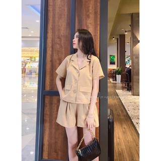 set nâu cổ vest