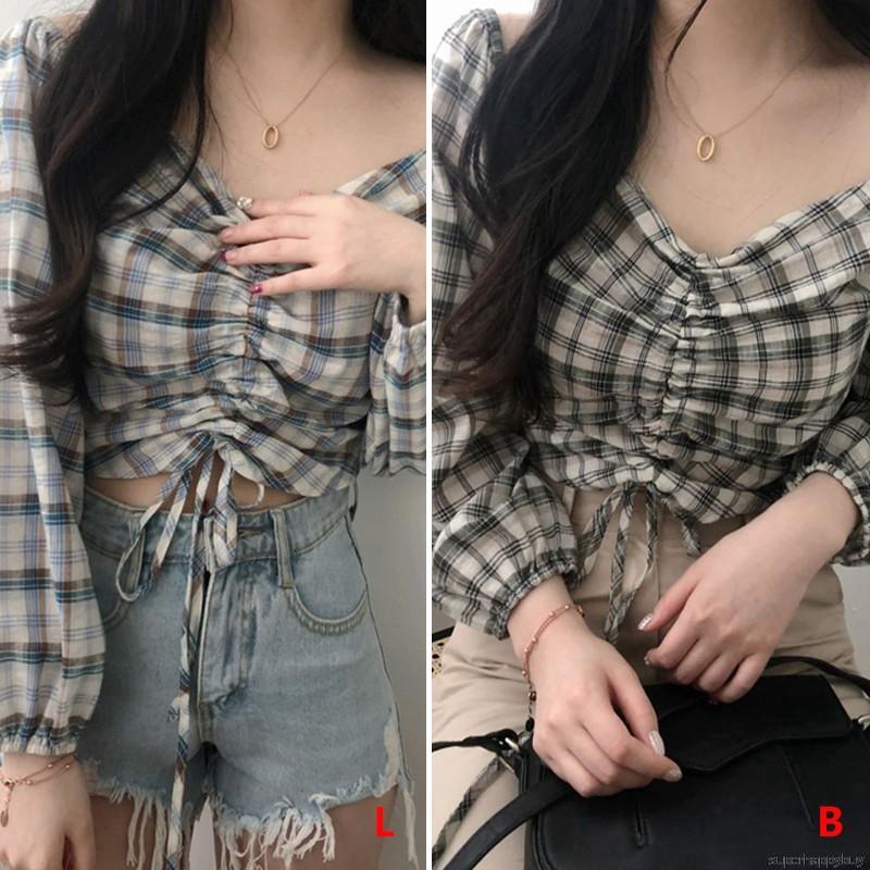 Áo sơ mi nữ tay dài cổ chữ V phong cách Harajuku | BigBuy360 - bigbuy360.vn