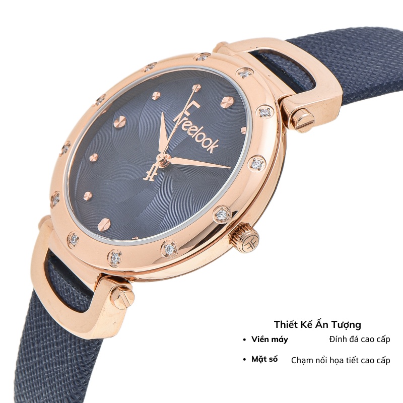 Đồng hồ Freelook FL.1.10174 nữ mặt nhỏ đính đá chống nước kính cường lực chống xước dây da cao cấp chính hãng