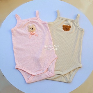 Bodysuit hai dây thêu gấu và thỏ hàn quốc chất liệu cotton chuẩn hàn mỏng