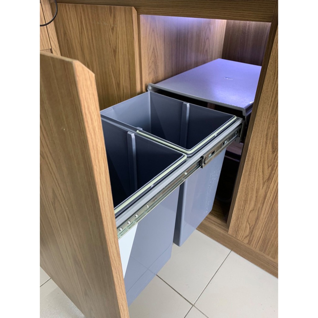 Thùng rác đôi gắn cánh âm tủ GROB - Phụ kiện thùng rác thông minh