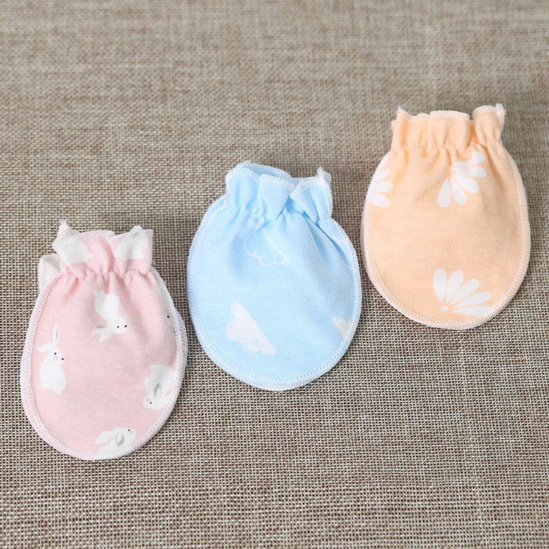 Găng Tay Cotton Co Giãn Chống Trầy Xước Họa Tiết Hoạt Hình Dễ Thương Cho Bé Sơ Sinh