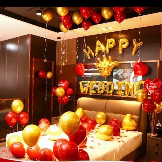 Set bóng bay trang trí phòng cưới đám cưới hoàng gia sang trọng (cam kêt y hình)