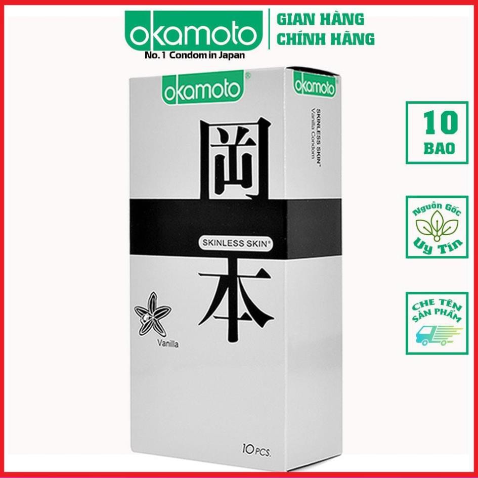 [BCS CHÍNH HÃNG] Bao Cao su Okamoto Skinless Skin Vanilla Hộp 10 Cái