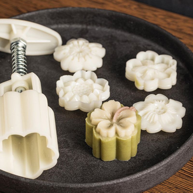 Set 4 Khuôn Nhấn Bánh Trung Thu Hình Hoa Anh Đào 3d