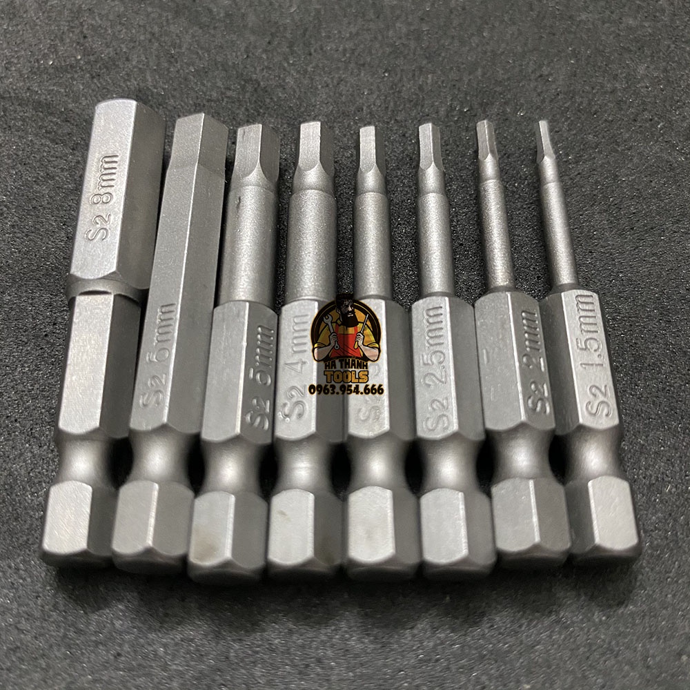 Bộ 8 Mũi Bắn Vít Lục Giác 50-100mm Cho Khoan Pin, Khoan Điện H1.5 - H12