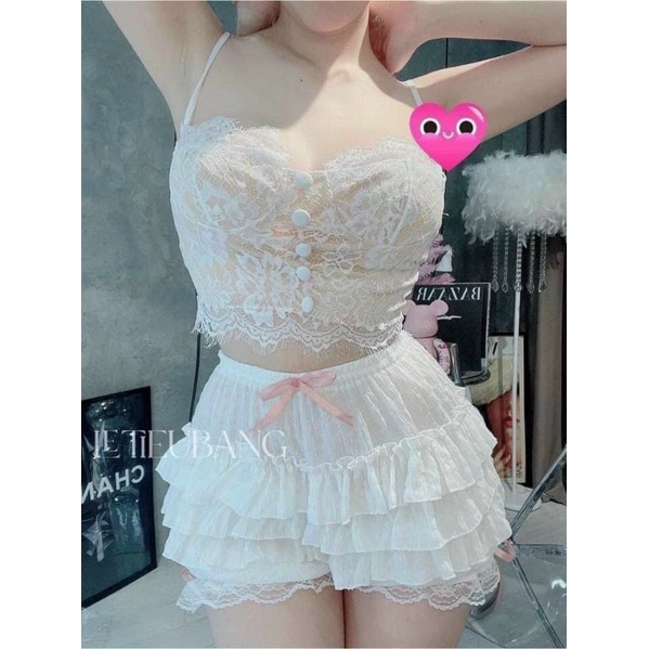 Quần đùi tầng đính nơ chất đũi xốp dày dặn siêu hot