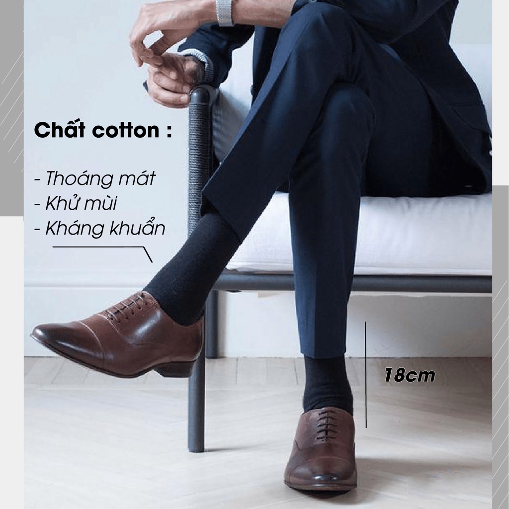 TẤT(VỚ) nam đen trơn cao cổ chất liệu cotton mềm mịn có khử mùi và kháng khuẩn PHÊ TẤT