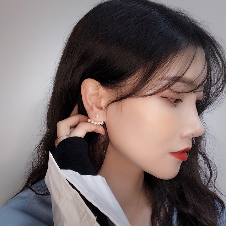 Bông Tai Hình Quạt Đính Ngọc Trai Nhân Tạo Thời Trang 2022 Cho Nữ