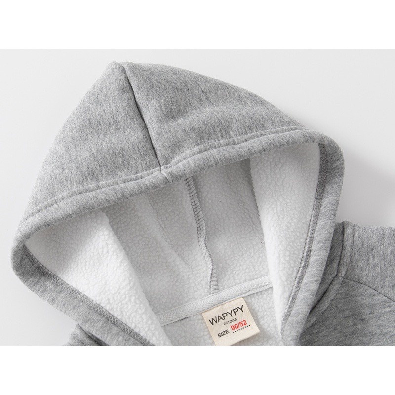 Áo Hoodie cho bé  Wapypy áo nỉ có mũ phối màu siêu ấm 10-35kg QTE111