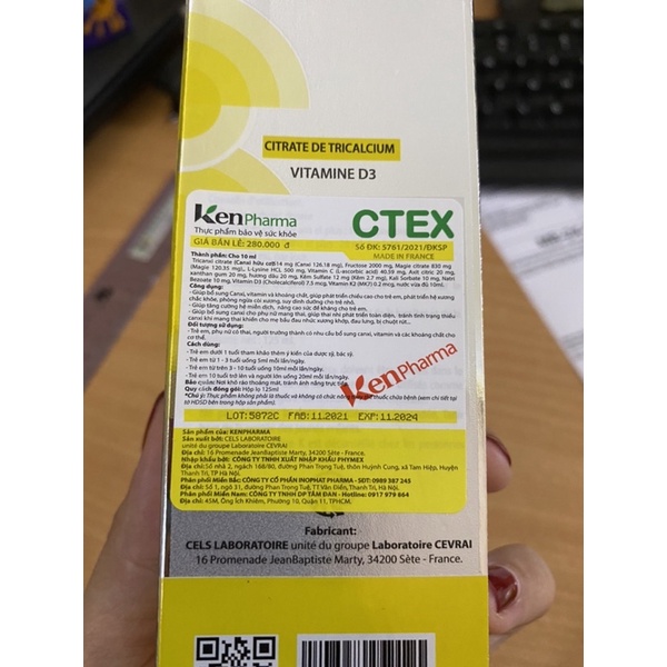 Siro bổ sung Canxi, vitamin và khoáng chất CTEX 125ml