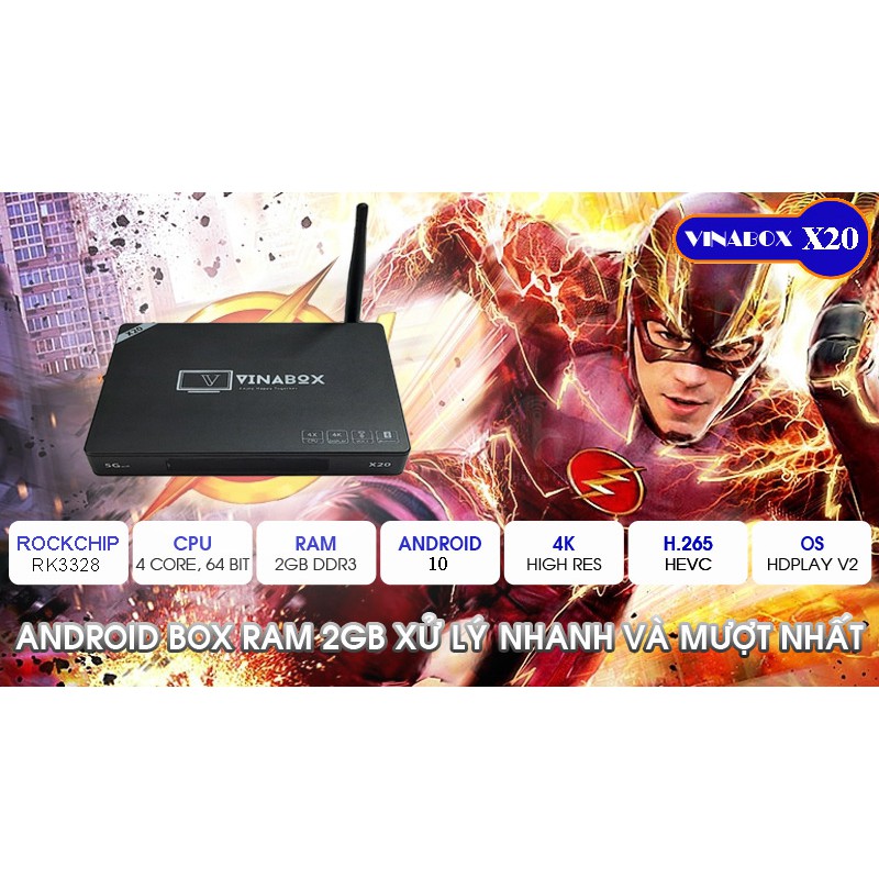 [Mã ELMS5 giảm 7% đơn 300k] TV BOX VINABOX X20, ANDROID 10 SIÊU MƯỢT