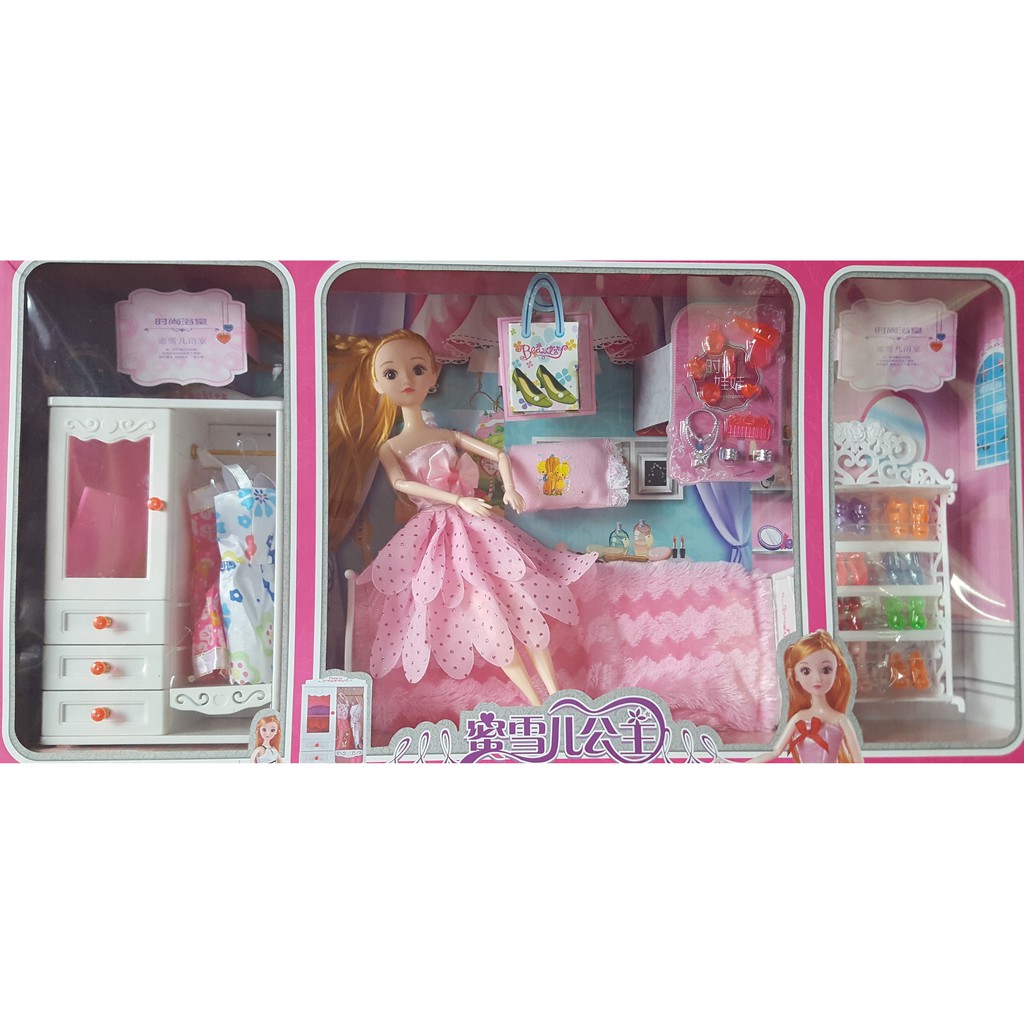 Bộ sản phẩm búp bê thời trang công chúa trong phòng ngủ
