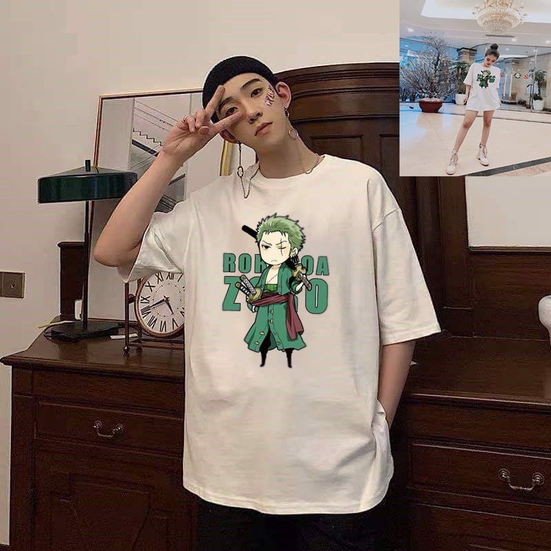 Áo phông ZORO GREEN form rộng tay lửng nam nữ unisex full size màu trắng basic tee phông oversize