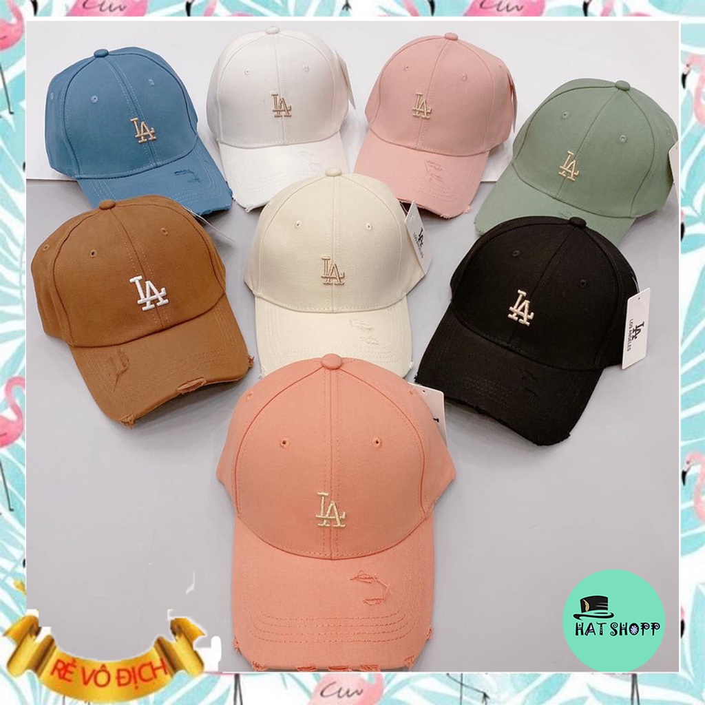 Mũ lưỡi trai rách ❤️ Nón thêu chữ LA phong cách Ulzzang form unisex nam nữ