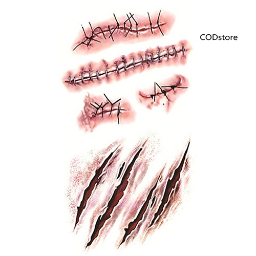 Set 2 Hình Xăm Dán Vết Thương Giả Hóa Trang Halloween