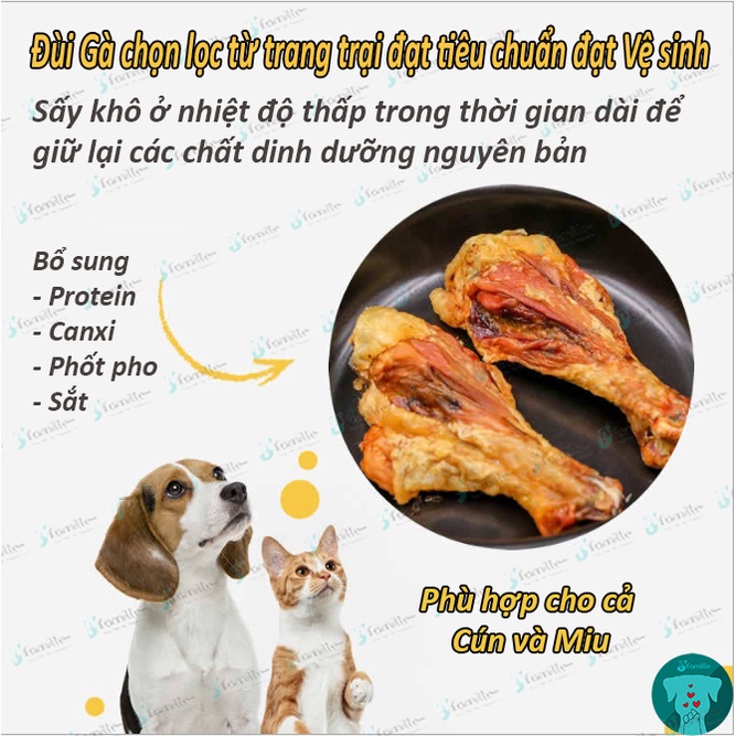 [TOP SALE]Đồ Ăn Vặt Bổ Sung Protein Cho Thú Cưng JFamille, Đùi Gà Quay, Giòn Rụm. Thơm Nức. Túi 1 Chếc JF128