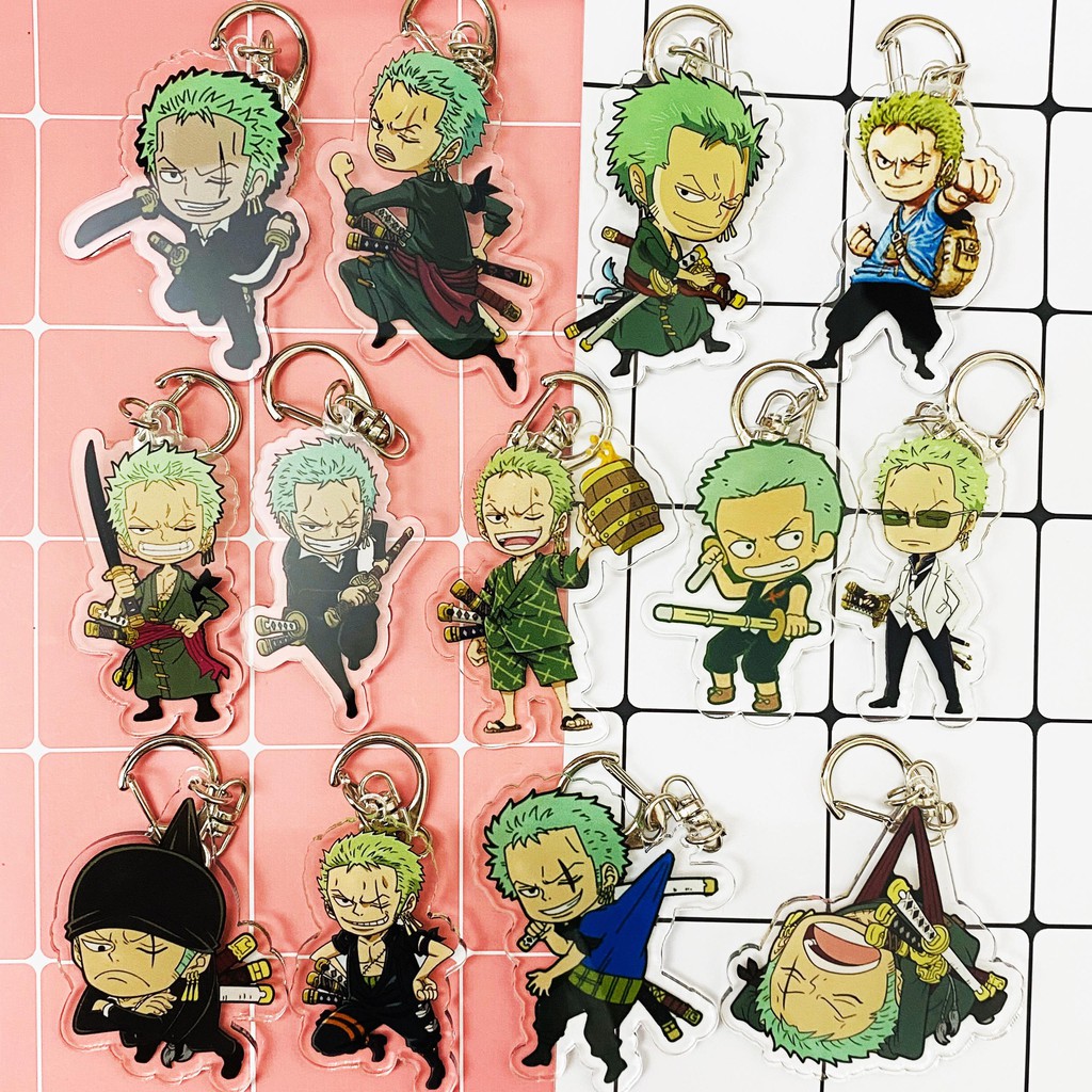 ( Mica trong acrylic ) Móc khóa One Piece Đảo Hải Tặc Zoro quà tặng xinh xắn dễ thương in hình anime chibi