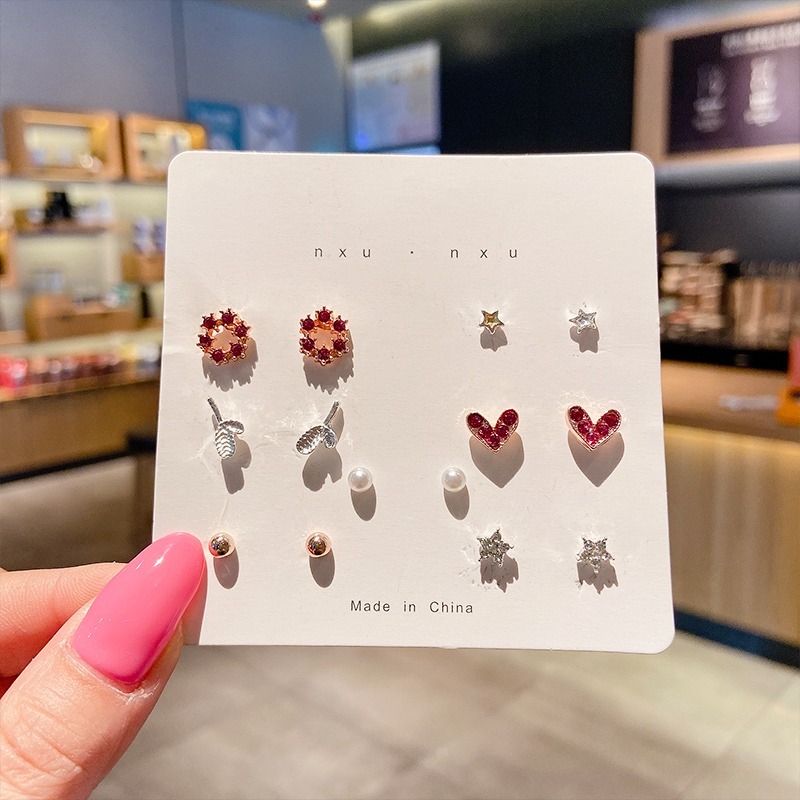 Set 7 đôi khuyên tai thiết kế đơn giản cá tính