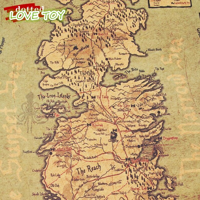 Nkodok DLKKLB Giấy Dán Tường Trang Trí Hình Bản Đồ Phim Game of Thrones Westeros Cổ Điển Trang Trí Quán Cà Phê
