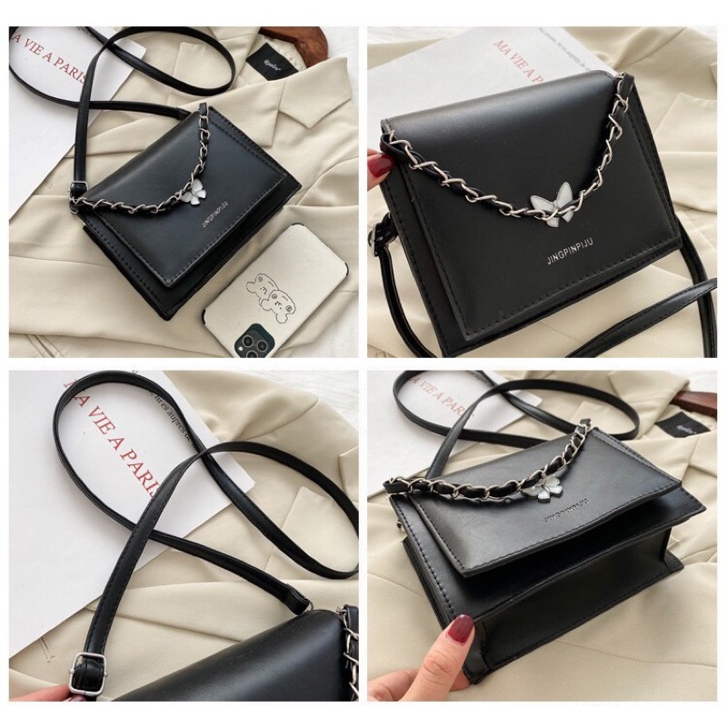 [Sẵn] Túi đeo chéo/ cầm tay butterfly 3 màu trắng/đen/nâu | BigBuy360 - bigbuy360.vn