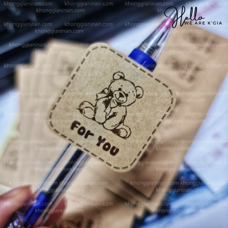 ❤️ 12 TEM GẤU KRAFT - ĐÁNG YÊU ❤️ - Dùng dán hộp, túi, chai lọ khô - rất phù hợp sp bánh, sp mộc mạc