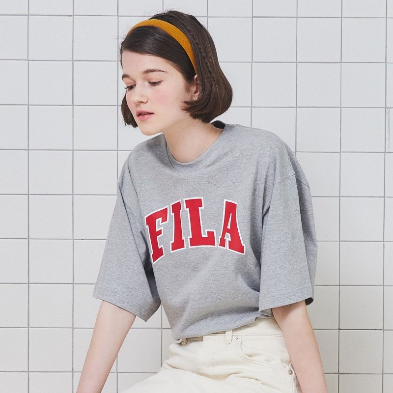 Áo thun FILA grand logo oversized - XÁM [ Xuất Hàn ]