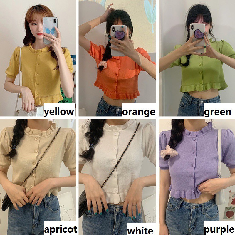 Áo Cardigan Dệt Kim Tay Ngắn Kiểu Dáng Trẻ Trung Cho Nữ