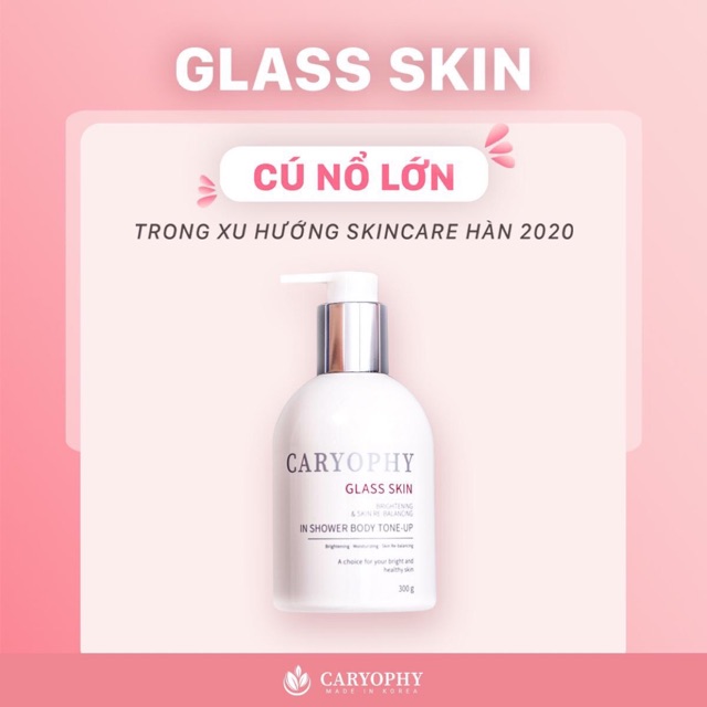 Kem body đa năng 3in1Glass Skin In Shower Body Tone Up Caryophy - 300gr