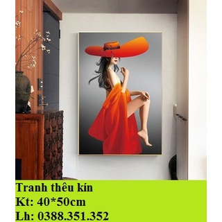 Tranh thêu chữ thập cô gái thêu kín E124 MN0213 DX1140