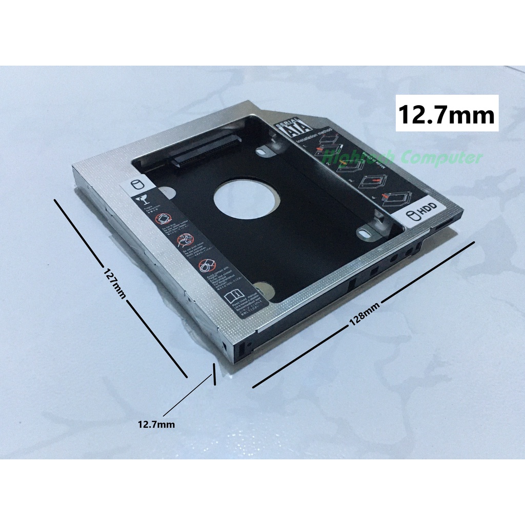 Caddy Bay gắn HDD, SSD 2.5" thay thế ổ DVD cho Laptop - Kích thước: 9.5mm, 12.7mm - BH 12T