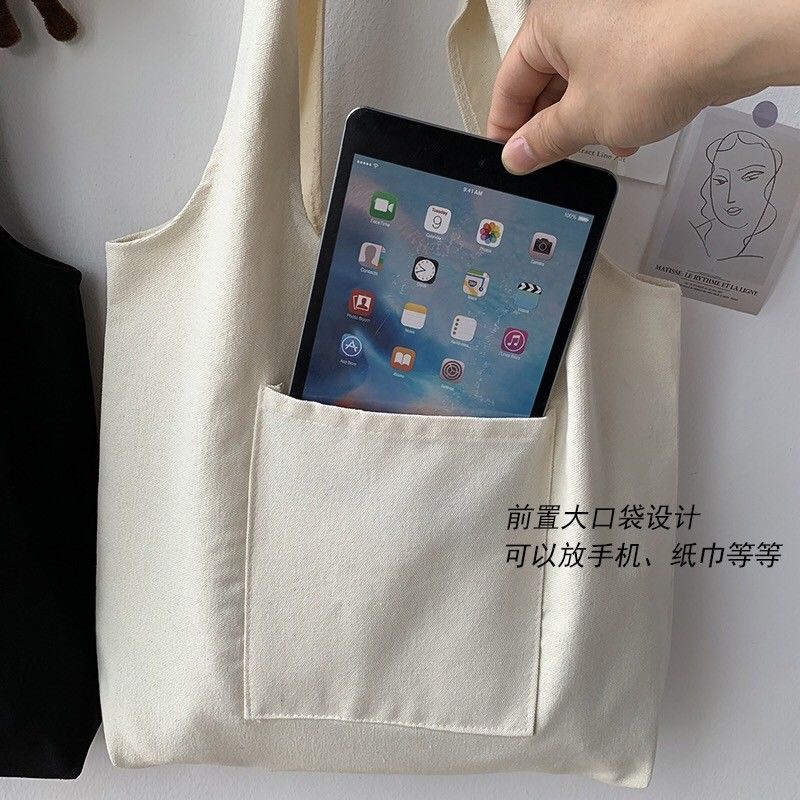 Túi Xách Canvas Cỡ Lớn Màu Trơn Đơn Giản Thời Trang Cho Nữ