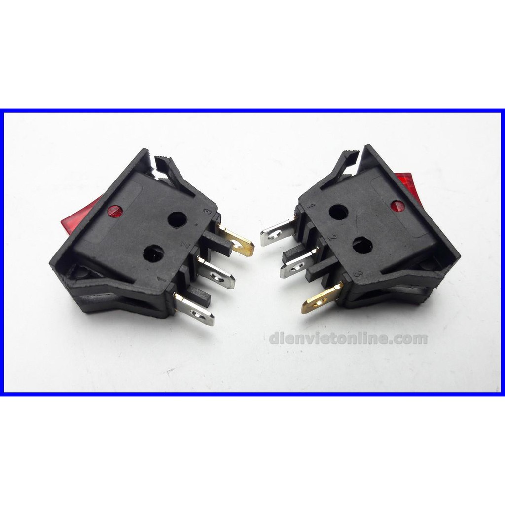 2 Công tắc bập bênh 3 chấu 3x1.6x3cm có đèn loại tốt - Điện Việt