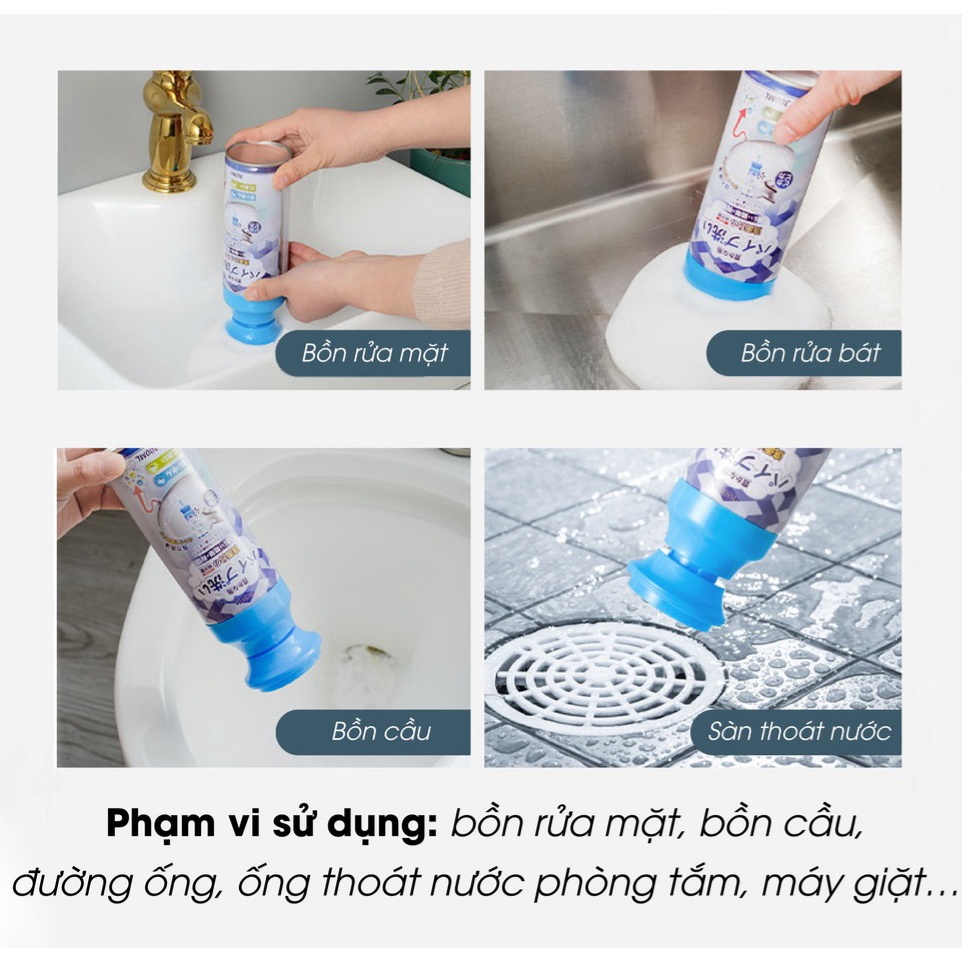 Bình Xịt Thông Tắc Cống Khử Mùi Khử Khuẩn Nhật Bản KINBATA N972 300ml Xịt Sâu Loại Bỏ Rác Gây Tắc Cống