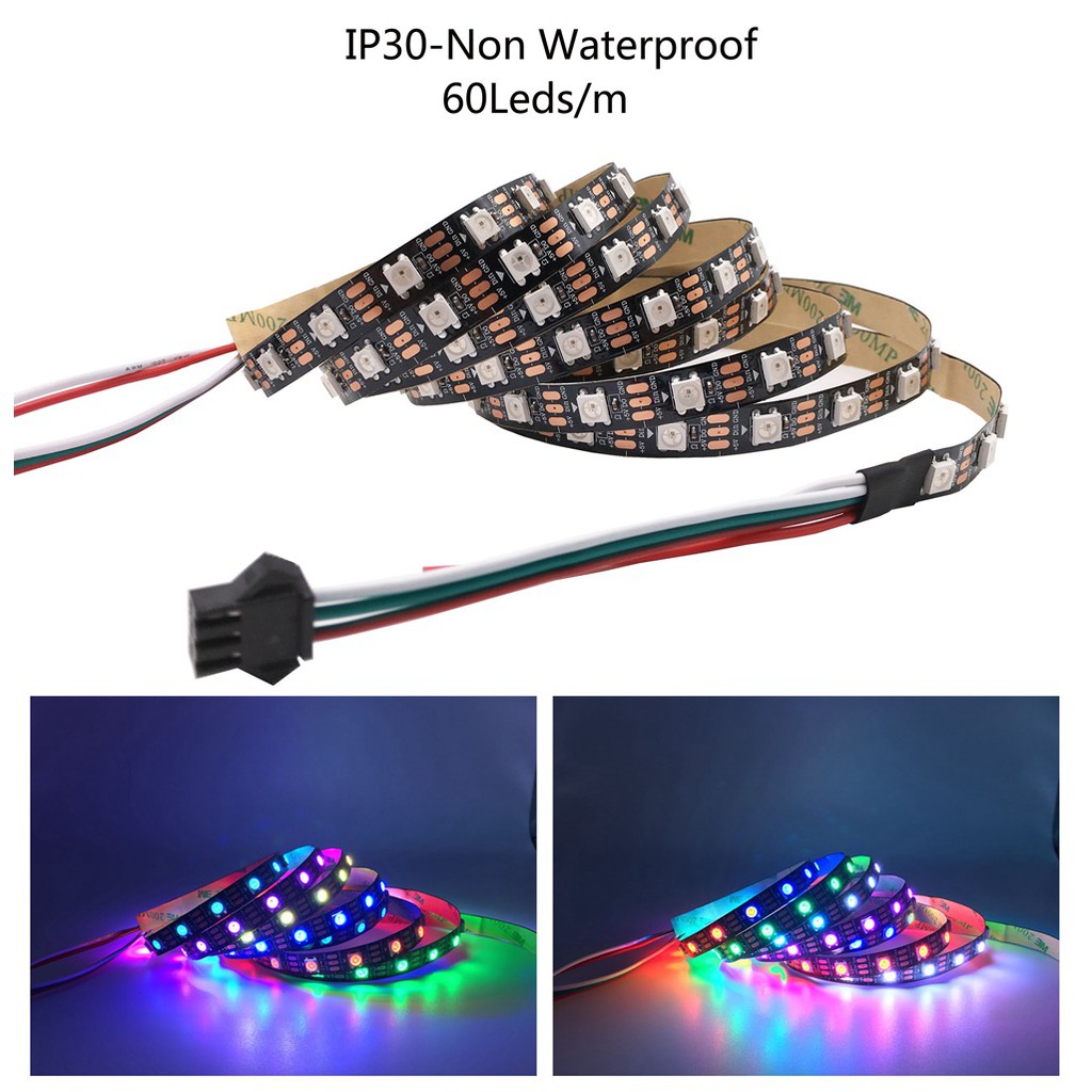 Dây Đèn Led 1-5m Dc5v Ws2812b 60 Pixels / Leds / M Ws2812 Ic 5050 Rgb + Điều Khiển Led