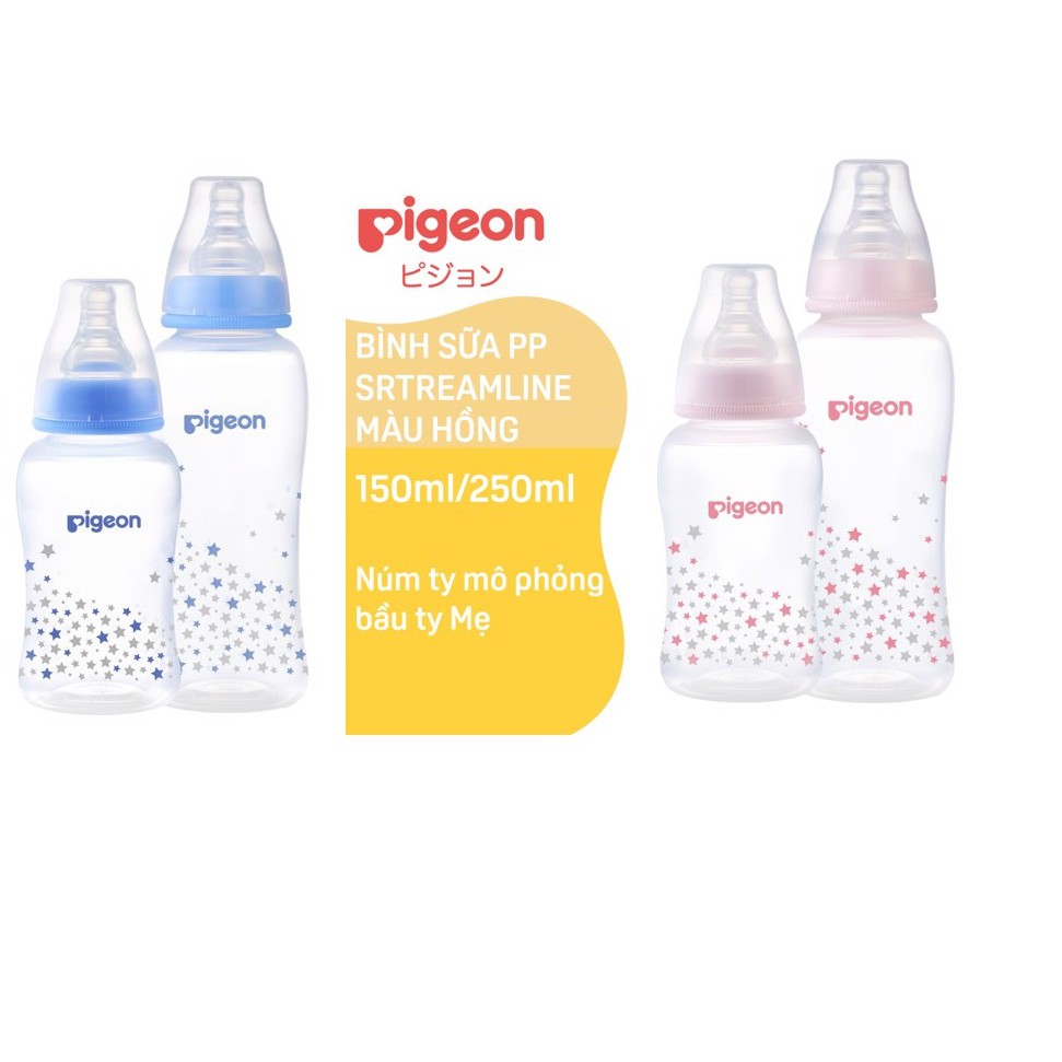 Bình sữa, Bình sữa pigeon Streamline 150ml/250ml, núm cổ hẹp